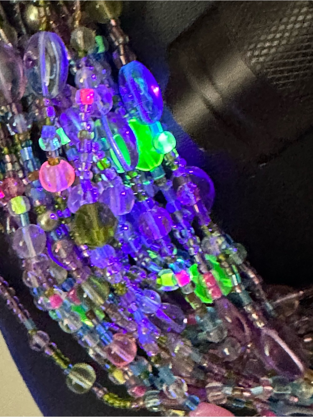 Joan Rivers Necklace Uranium Glass Pastel Czech Bead Statement Book Piece Long - Picture 3 of 14